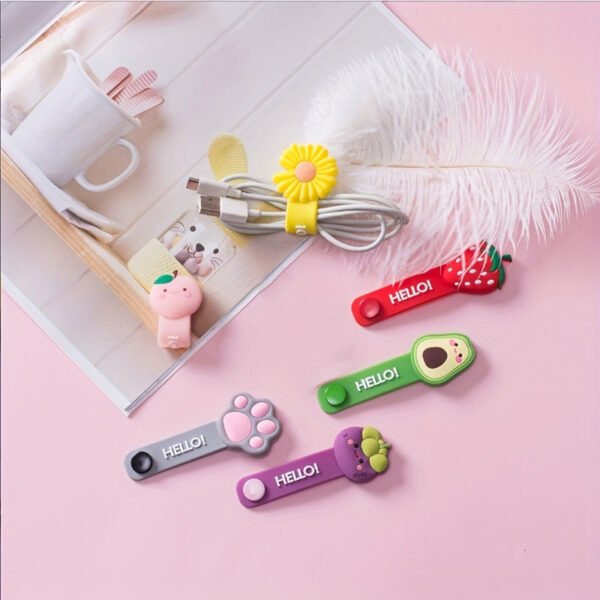2-Pack Cute Animal & Fruit Silicone Cable Ties