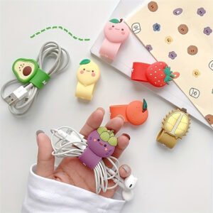 2-Pack Cute Animal & Fruit Silicone Cable Ties