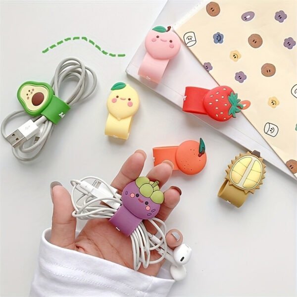 2-Pack Cute Animal & Fruit Silicone Cable Ties