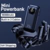 10,000mAh 22.5W Fast Charging Power Bank with Built-in Type-C & Lightning Cables