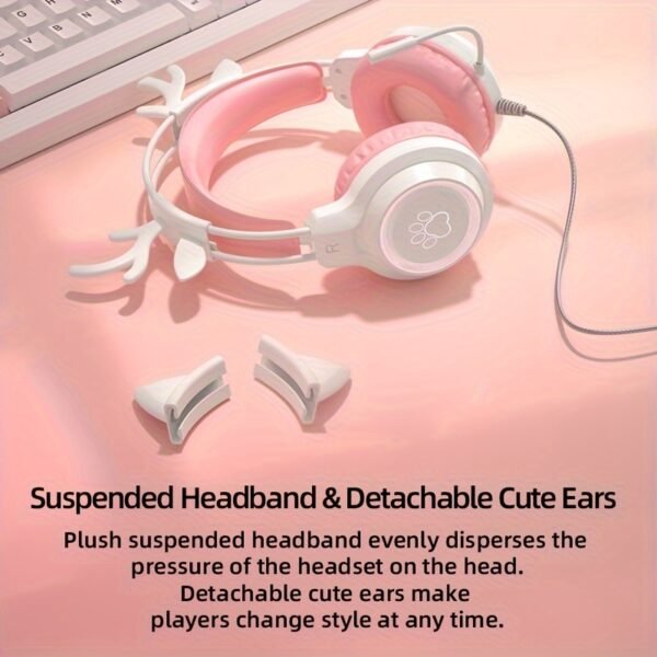 Cat Ear Wired Gaming Headset with Microphone