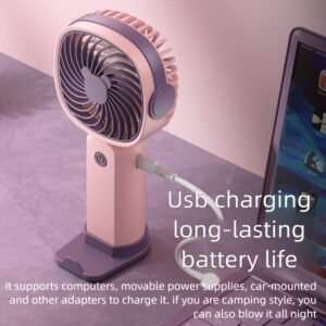 USB Desktop Fan with Phone Holder & 3-Speed Control